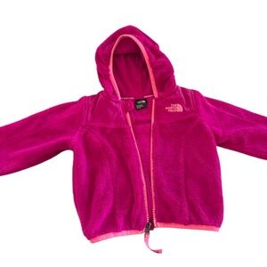 North Face Fuchsia Magenta Pink Full Zip Fleece Hoodie Jacket Toddler 18-24M